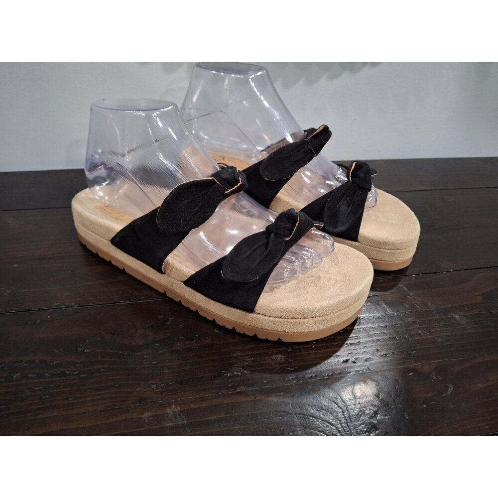 NWOB Jack Rogers Monica Double Knot Black Suede Platform Slide Sandals/Sz. 8.5M